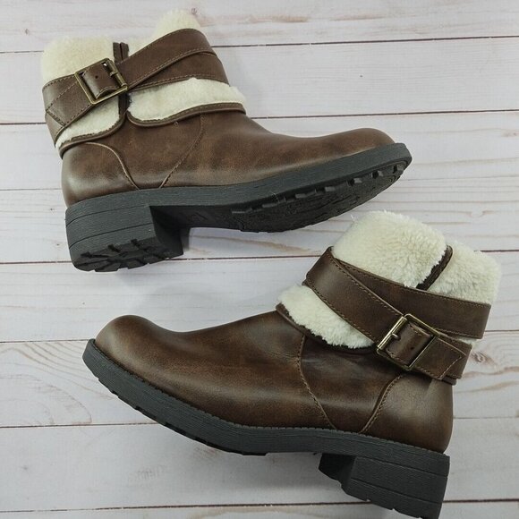 Rocket Dog Ankle Boots Womens Size 7 Faux Fur Trim Side Zip Bootie C345 - Picture 5 of 9